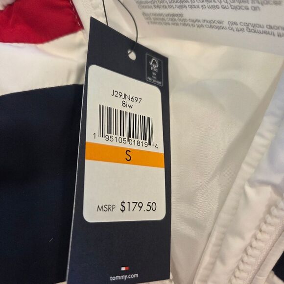 NWT Tommy Hilfiger Women's Puffer Coat White Removable Faux Fir Hood Trim S - Picture 6 of 10